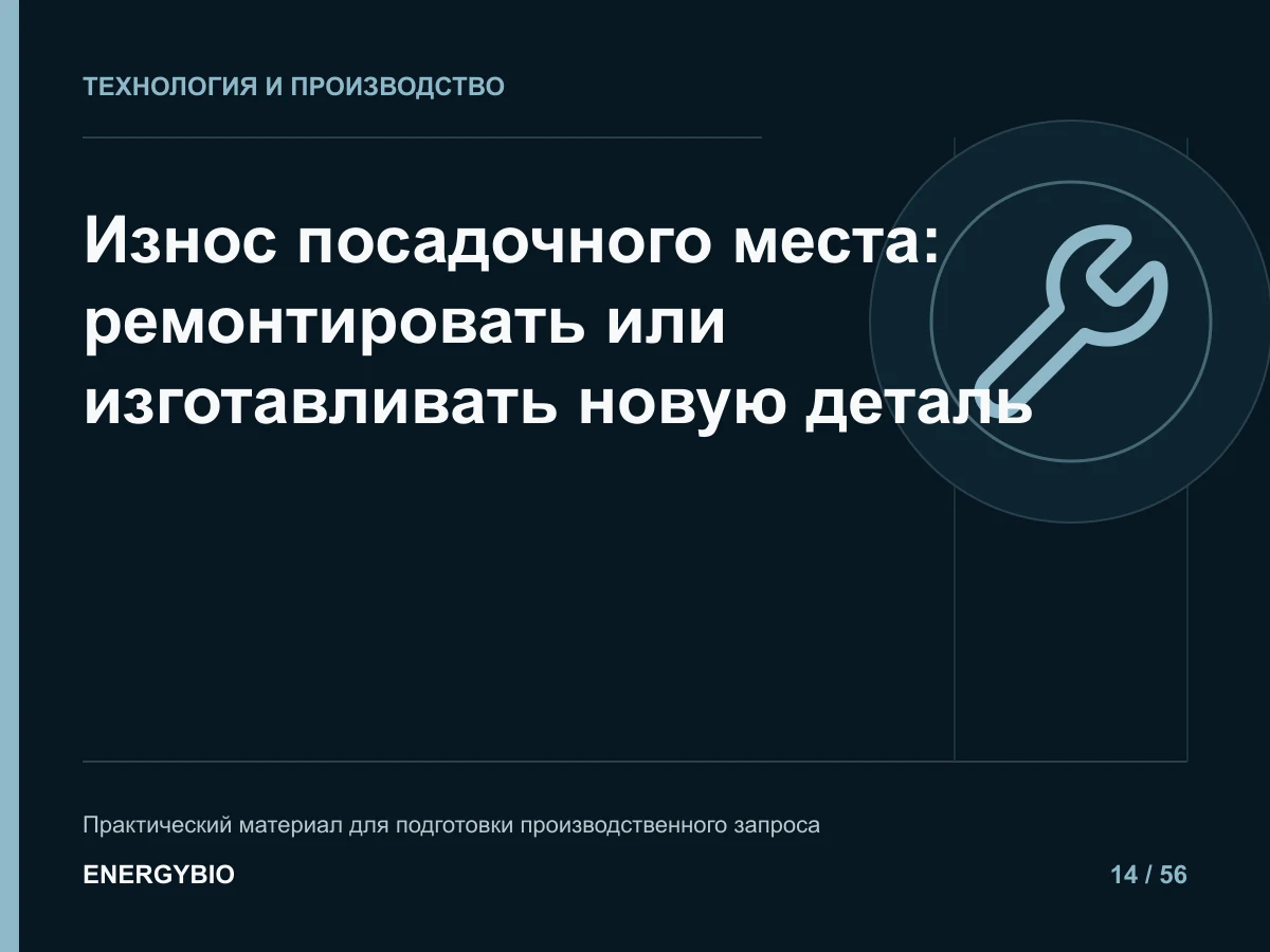 Износ посадочного места: ремонтировать или изготавливать новую деталь: практическая памятка