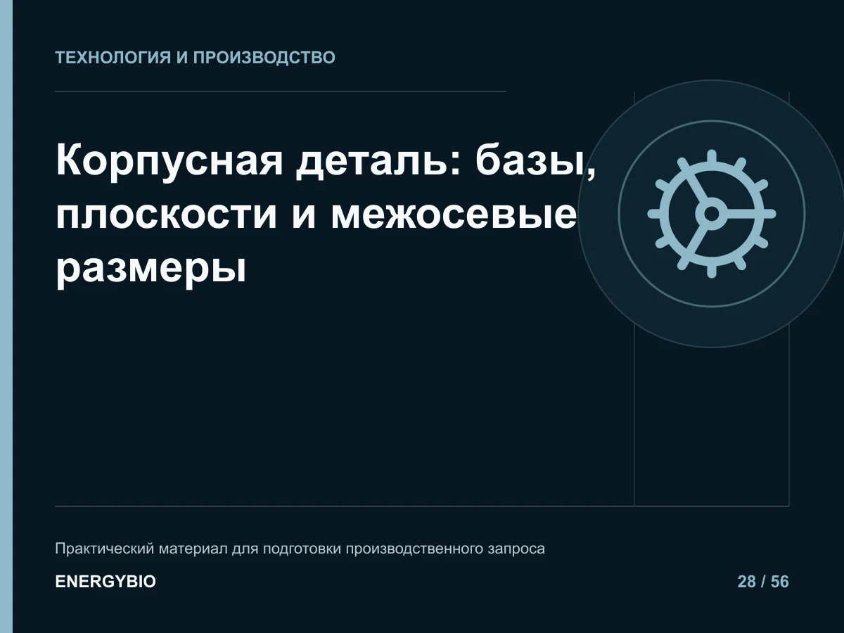 Корпусная деталь: базы, плоскости и межосевые размеры: практическая памятка