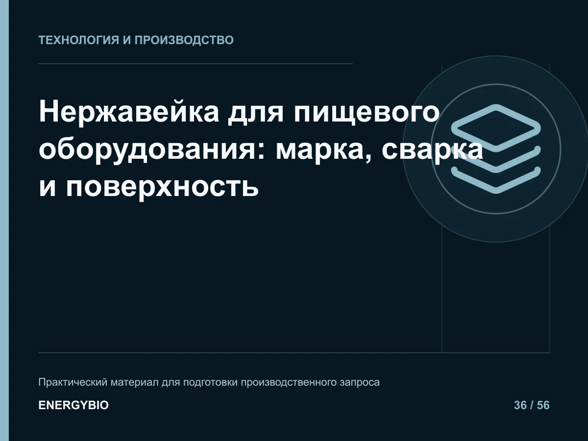 Нержавейка для пищевого оборудования: марка, сварка и поверхность: практическая памятка